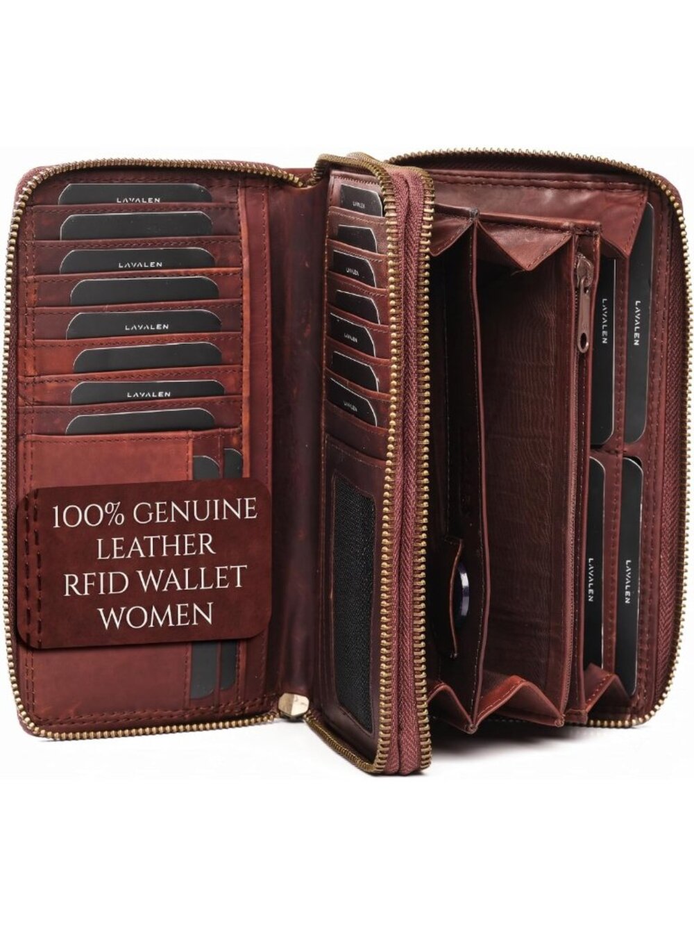 Genuine Leather RFID Wallet for Women, Stylish Card Holder with Secure